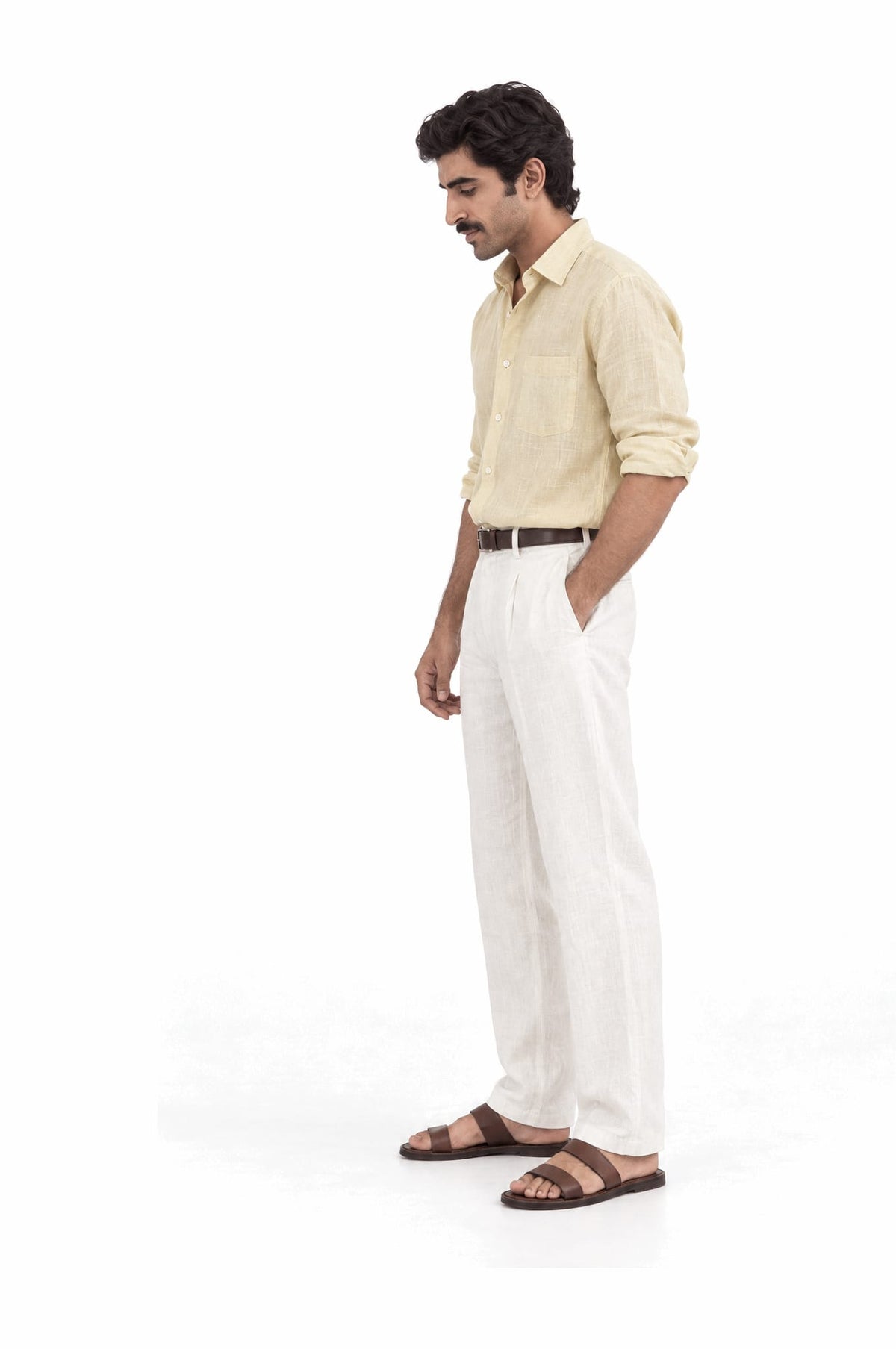 Pure Linen Shirt & Trouser Combo Shirt Pant Combo Buttermilk Linen Unstitched Shirt & Pant Combo