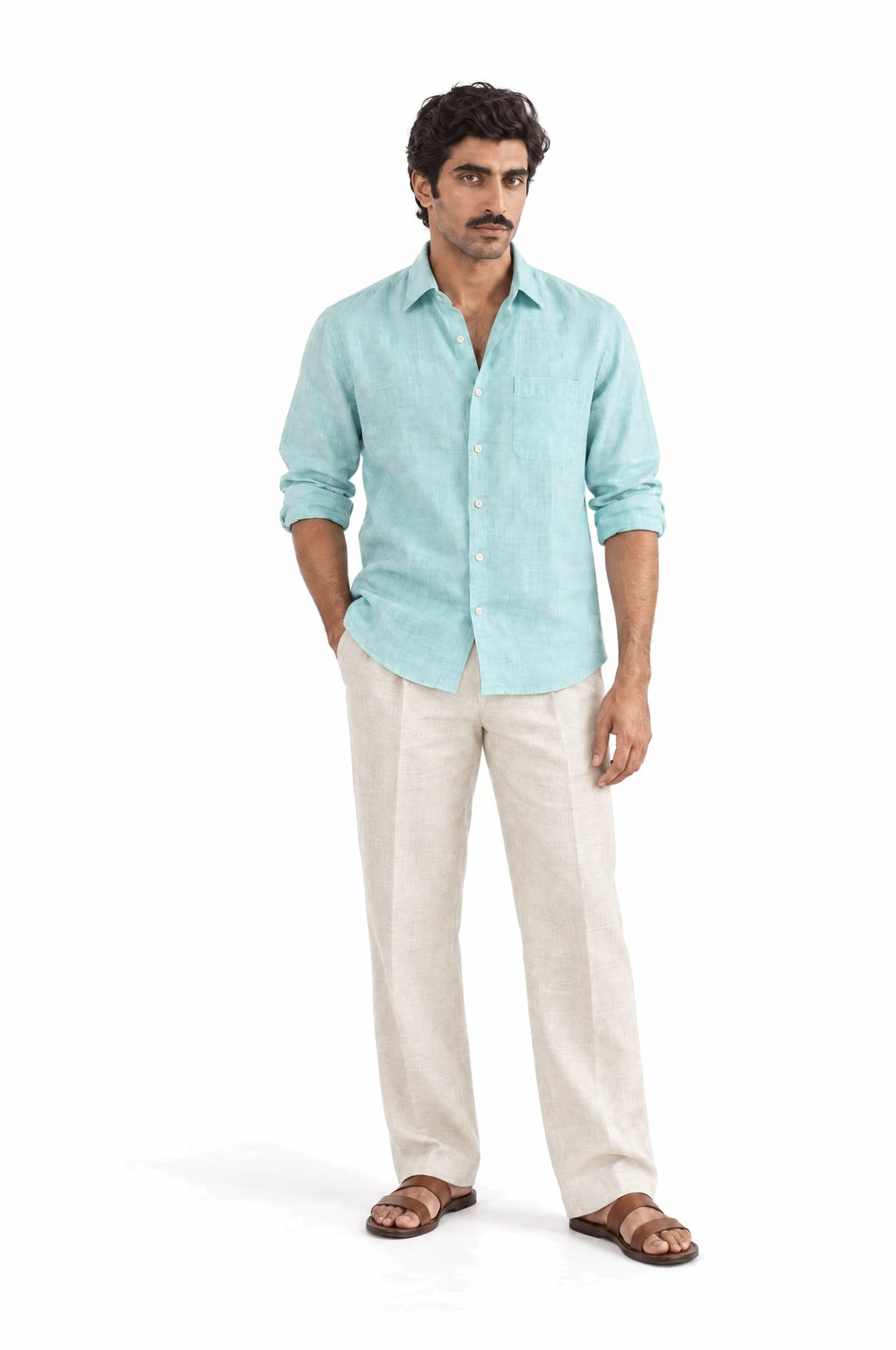 Pure Linen Shirt & Trouser Combo Shirt Pant Combo Day Off Linen Unstitched Shirt & Pant Combo