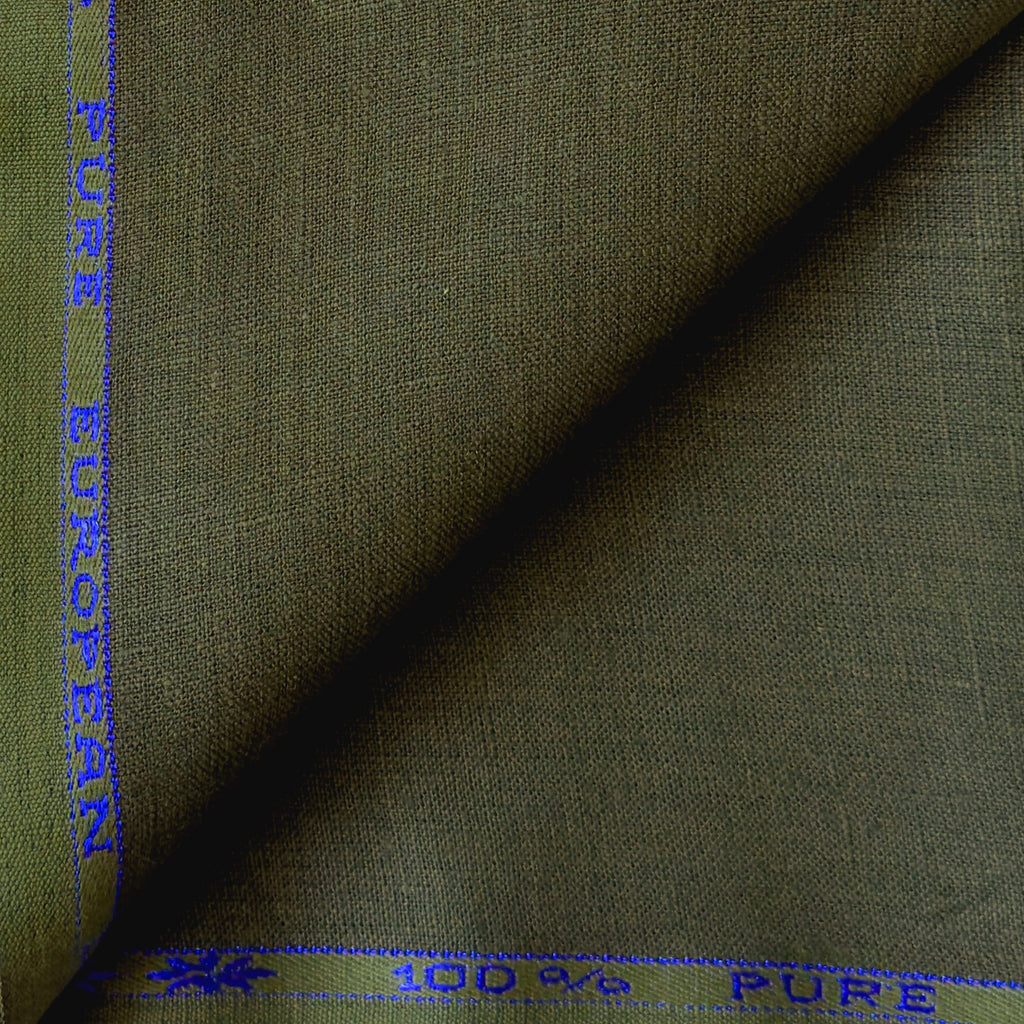 Pure Linen Shirt & Trouser Combo Shirt Pant Combo Dusty Green & Military Green Linen Shirt & Trouser Fabric