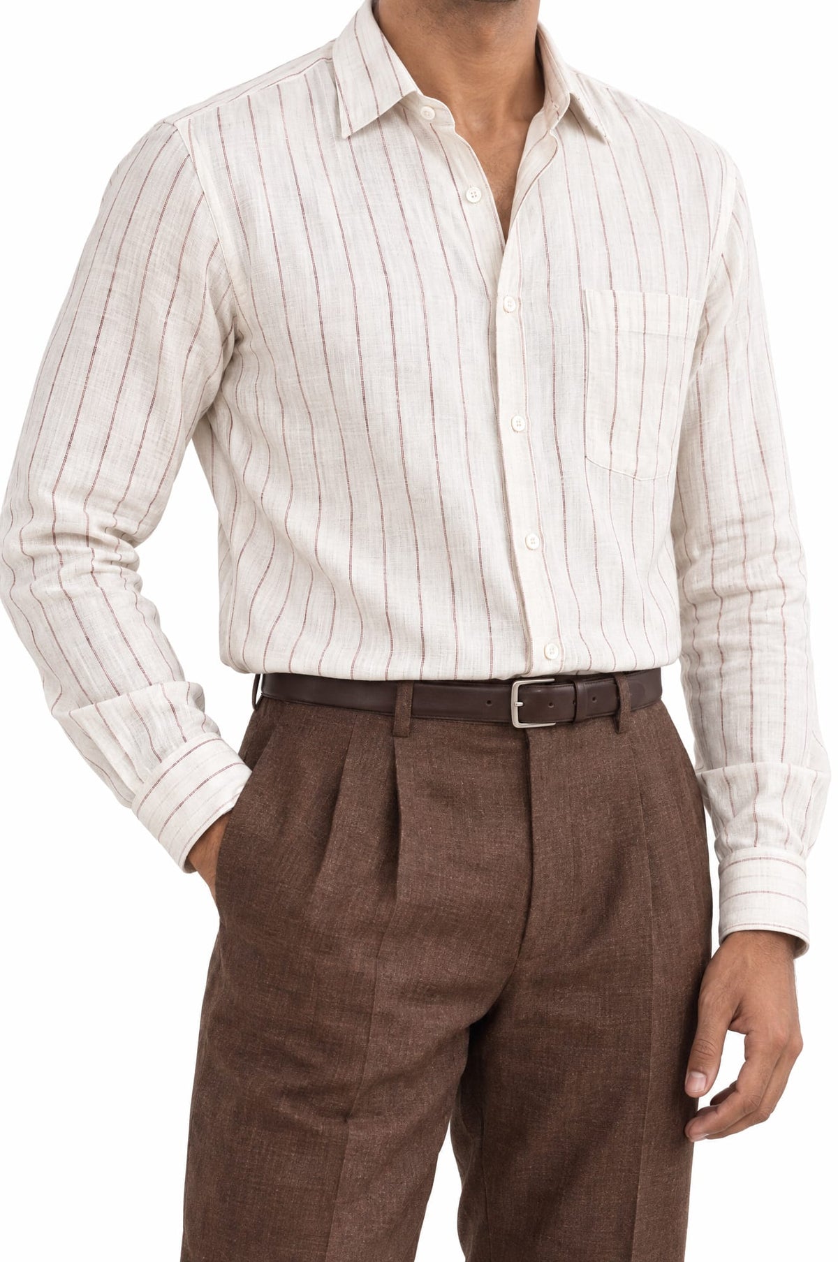 Pure Linen Shirt & Trouser Combo Shirt Pant Combo Espresso Linen Unstitched Shirt & Pant Combo