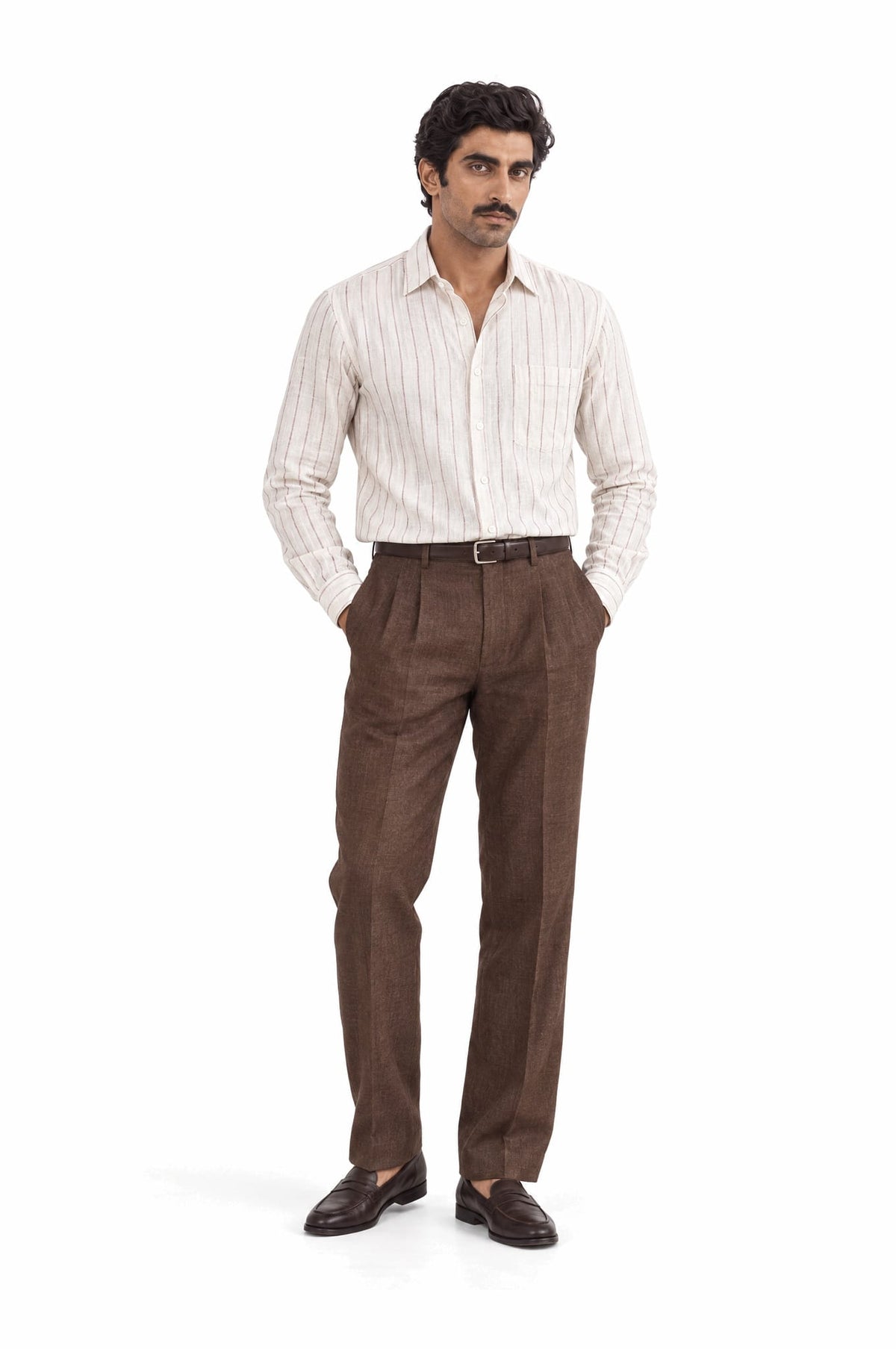 Pure Linen Shirt & Trouser Combo Shirt Pant Combo Espresso Linen Unstitched Shirt & Pant Combo