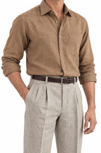 Pure Linen Shirt & Trouser Combo Shirt Pant Combo Espresso & Oats Linen Unstitched Shirt & Pant Combo