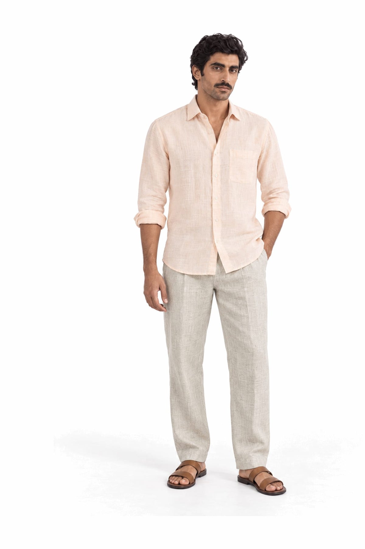 Pure Linen Shirt & Trouser Combo Shirt Pant Combo Golden Hour Linen Unstitched Shirt & Pant Combo