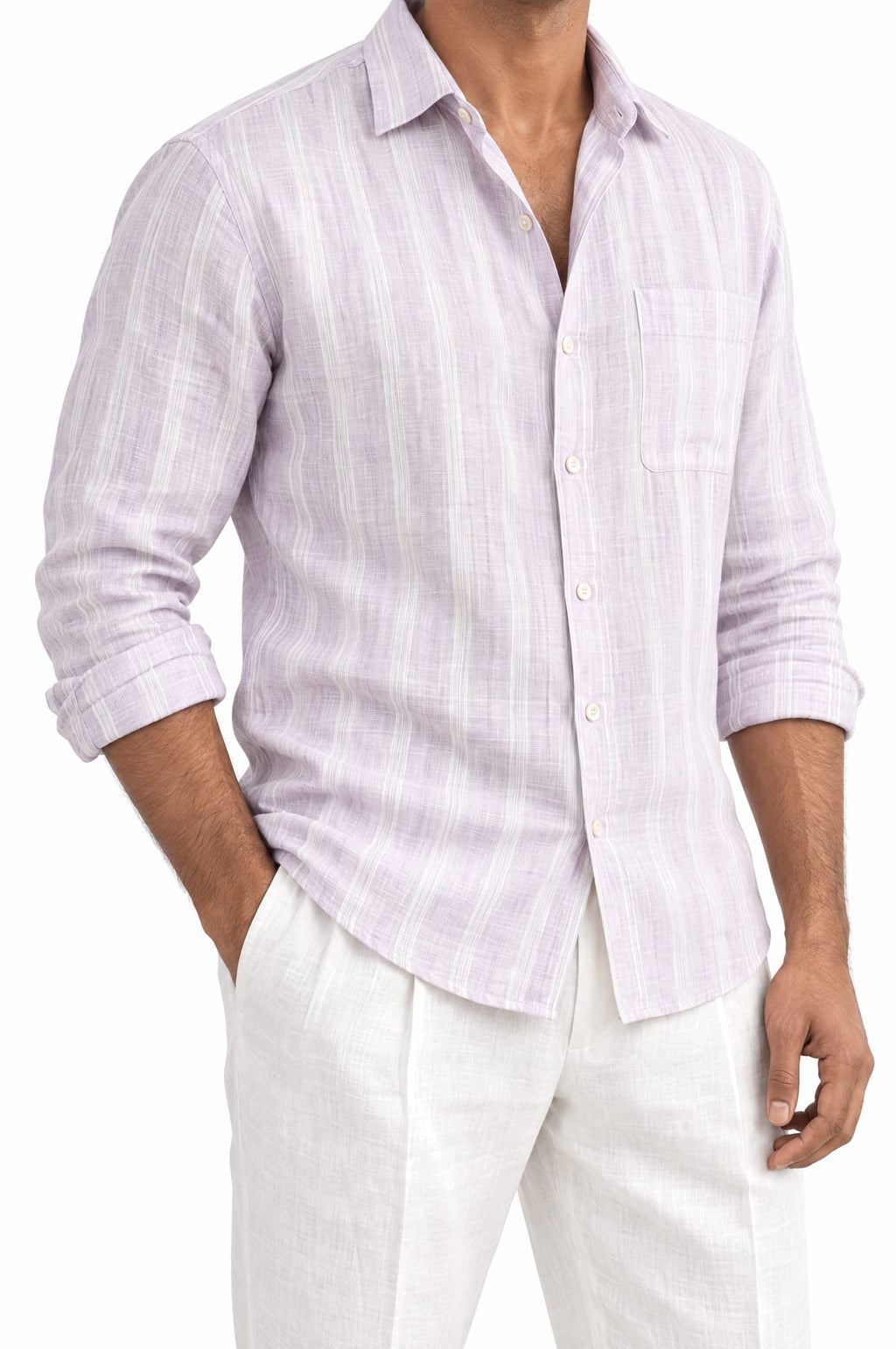 Pure Linen Shirt & Trouser Combo Shirt Pant Combo Lavendar & Mist Linen Unstitched Shirt & Pant Combo