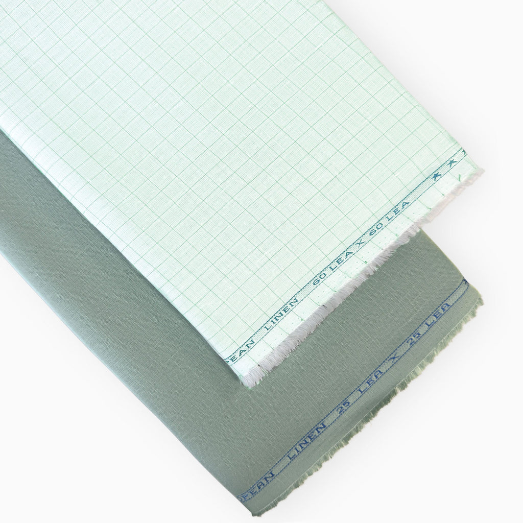 Pure Linen Shirt & Trouser Combo Shirt Pant Combo Light Green & Stone Grey Shirt & Trouser Linen Fabric