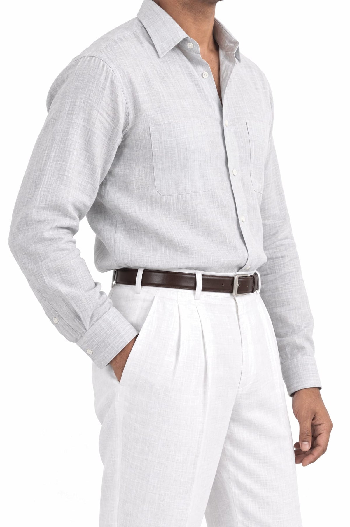 Pure Linen Shirt & Trouser Combo Shirt Pant Combo Moonstone Linen Unstitched Shirt & Pant Combo