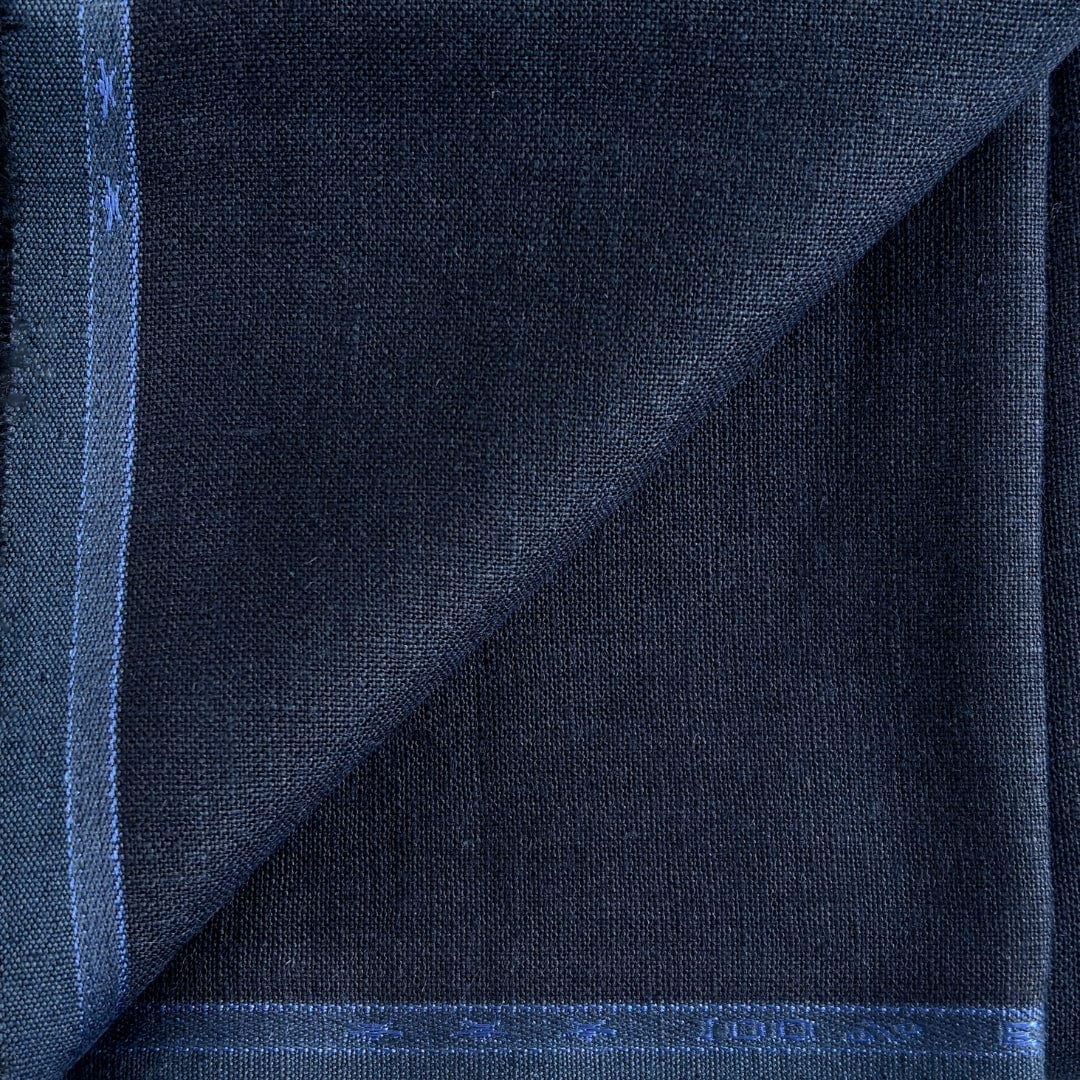 Pure Linen Shirt & Trouser Combo Shirt Pant Combo Natural White & Dark Blue Linen Shirt & Trouser Fabric