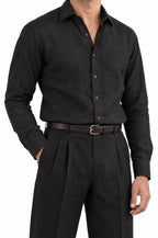 Pure Linen Shirt & Trouser Combo Shirt Pant Combo Noir Linen Unstitched Shirt & Pant Combo