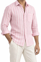Pure Linen Shirt & Trouser Combo Shirt Pant Combo Pink Lemonade Linen Unstitched Shirt & Pant Combo