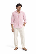 Pure Linen Shirt & Trouser Combo Shirt Pant Combo Pink Lemonade Linen Unstitched Shirt & Pant Combo