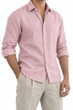 Pure Linen Shirt & Trouser Combo Shirt Pant Combo Pink Salt Linen Unstitched Shirt & Pant Combo