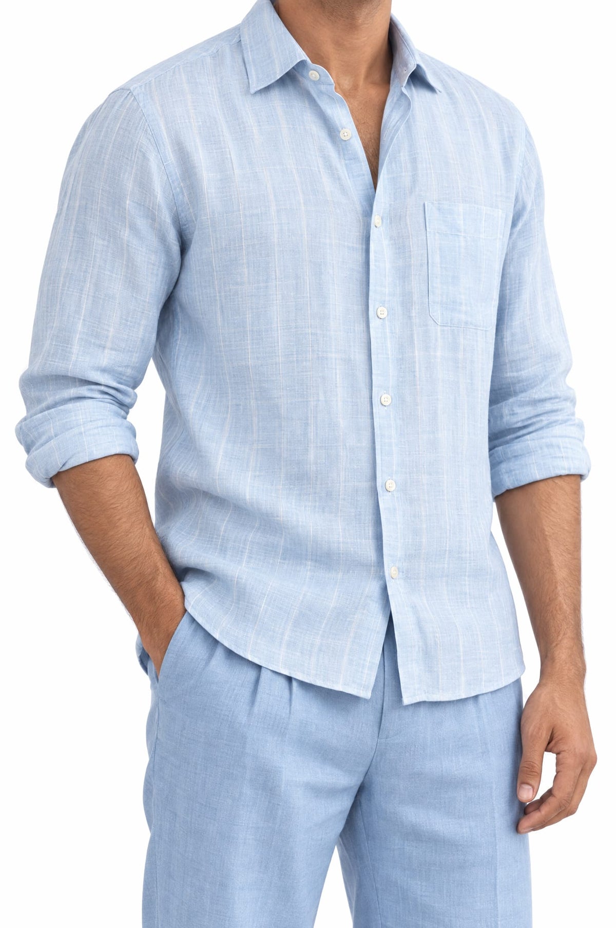 Pure Linen Shirt & Trouser Combo Shirt Pant Combo Poolside Linen Unstitched Shirt & Pant Combo