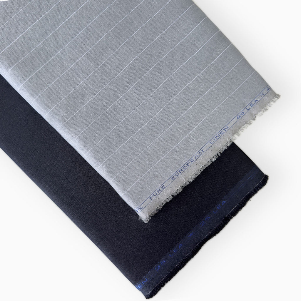 Pure Linen Shirt & Trouser Combo Shirt Pant Combo Powder Grey & Jade Black Linen Shirt & Trouser Fabric
