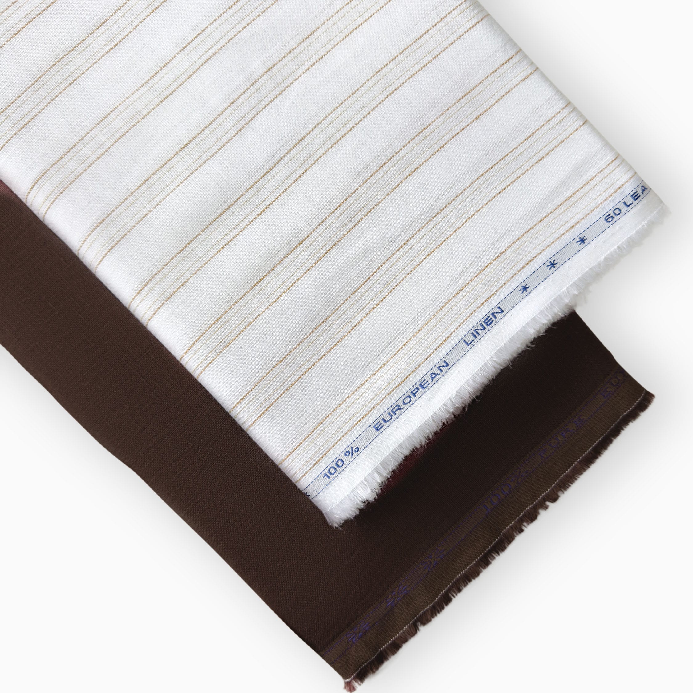 Pure Linen Shirt & Trouser Combo Shirt Pant Combo Pure White & Chocolate Brown Linen Shirt & Trouser Fabric