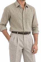 Pure Linen Shirt & Trouser Combo Shirt Pant Combo Sandstone Linen Unstitched Shirt & Pant Combo
