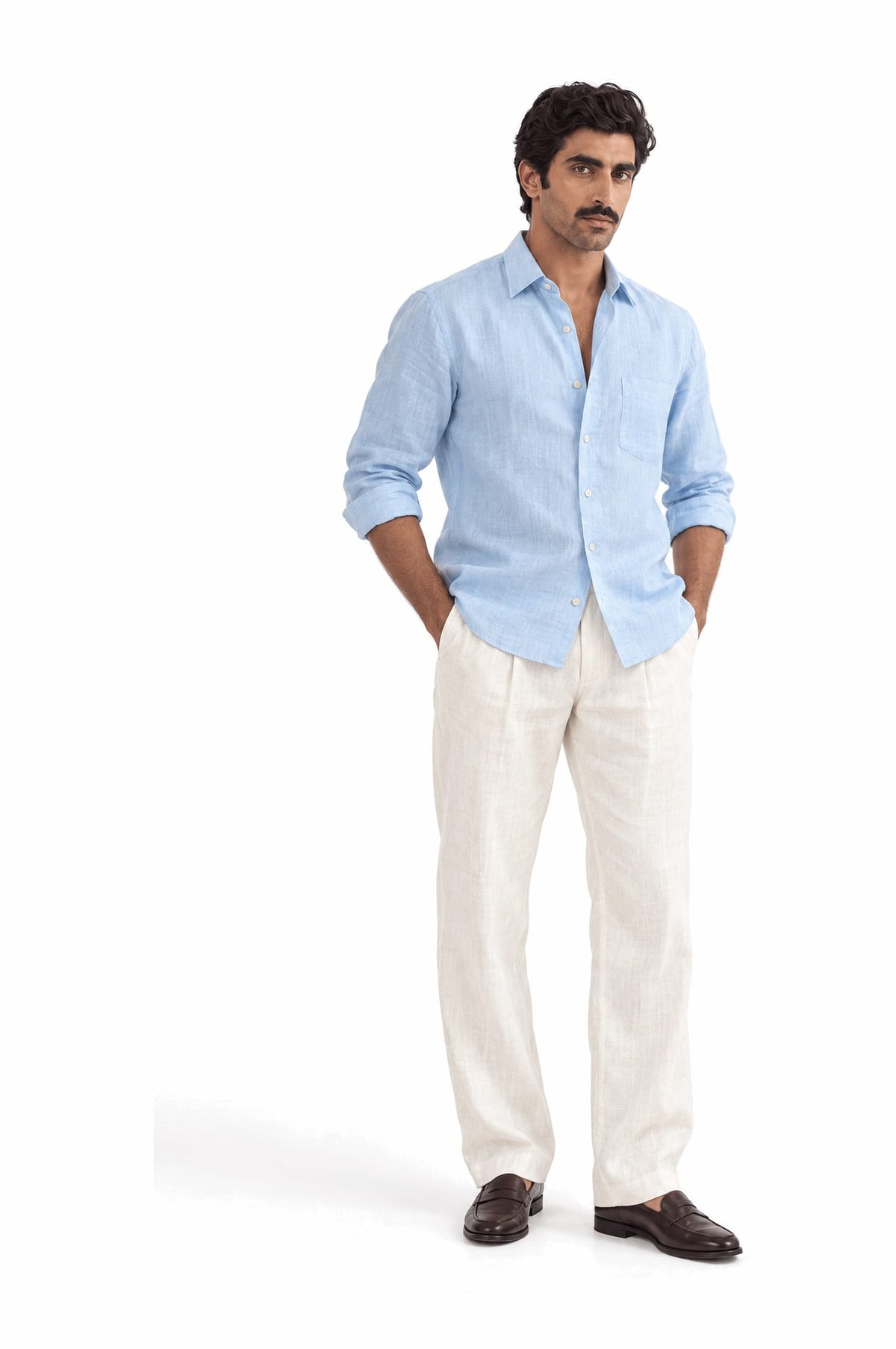 Pure Linen Shirt & Trouser Combo Shirt Pant Combo Sea Breeze Linen Unstitched Shirt & Pant Combo