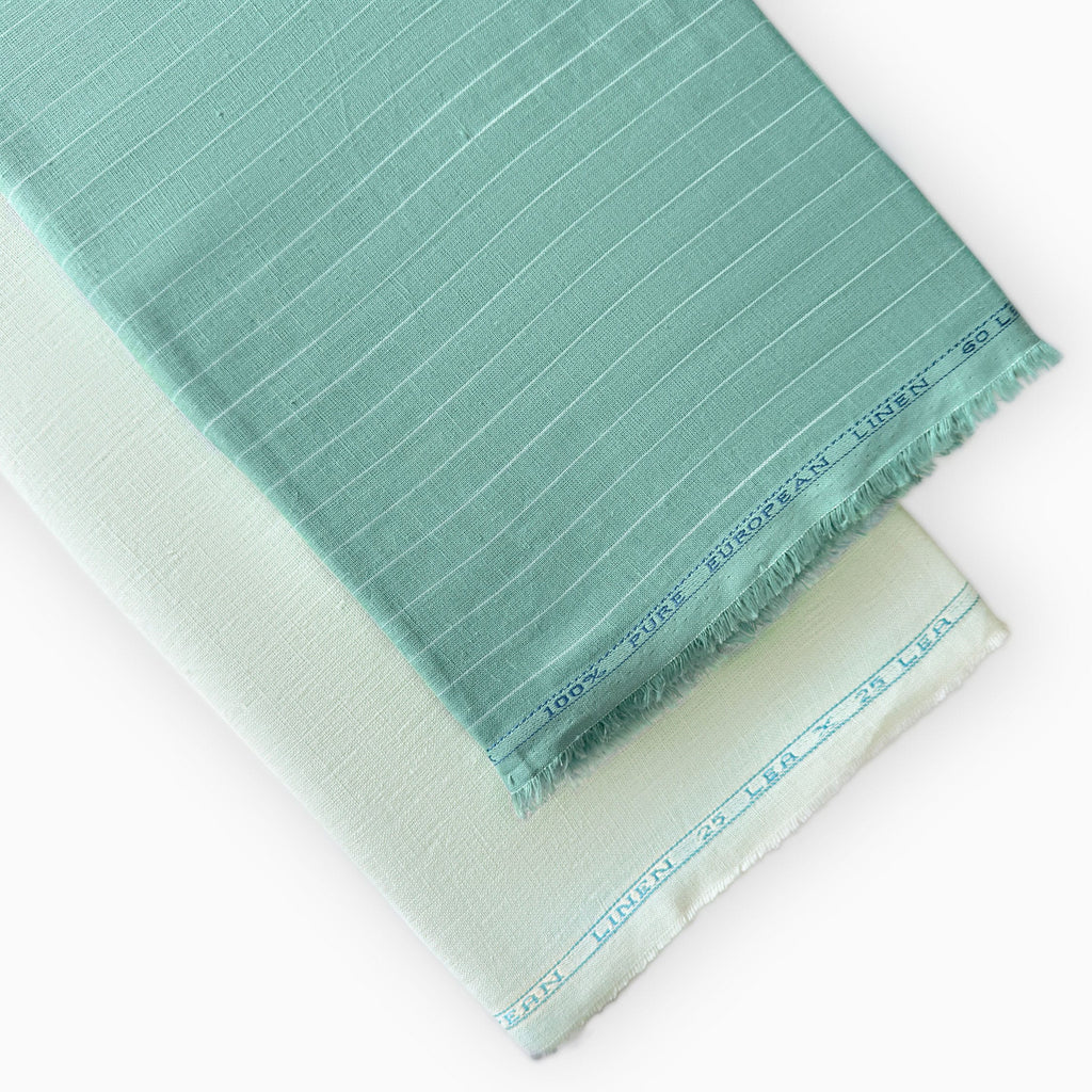 Pure Linen Shirt & Trouser Combo Shirt Pant Combo Sea Green & Ash Grey Linen Shirt & Trouser Fabric