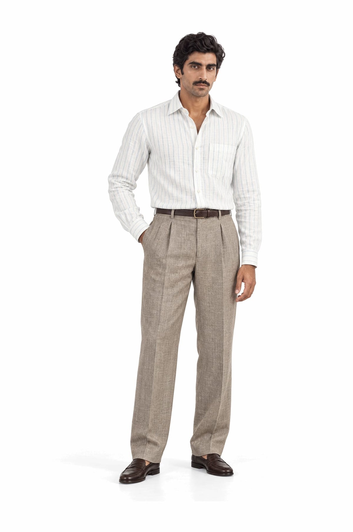 Pure Linen Shirt & Trouser Combo Shirt Pant Combo Sea & Sand Linen Unstitched Shirt & Pant Combo