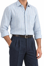 Pure Linen Shirt & Trouser Combo Shirt Pant Combo Sky & Midnight Linen Unstitched Shirt & Pant Combo