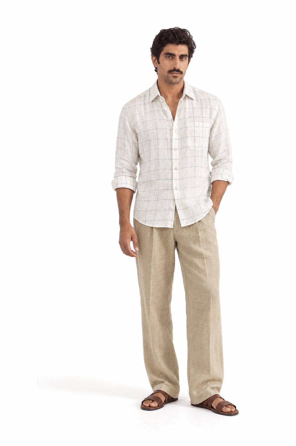 Pure Linen Shirt & Trouser Combo Shirt Pant Combo Tan Lines Linen Unstitched Shirt & Pant Combo