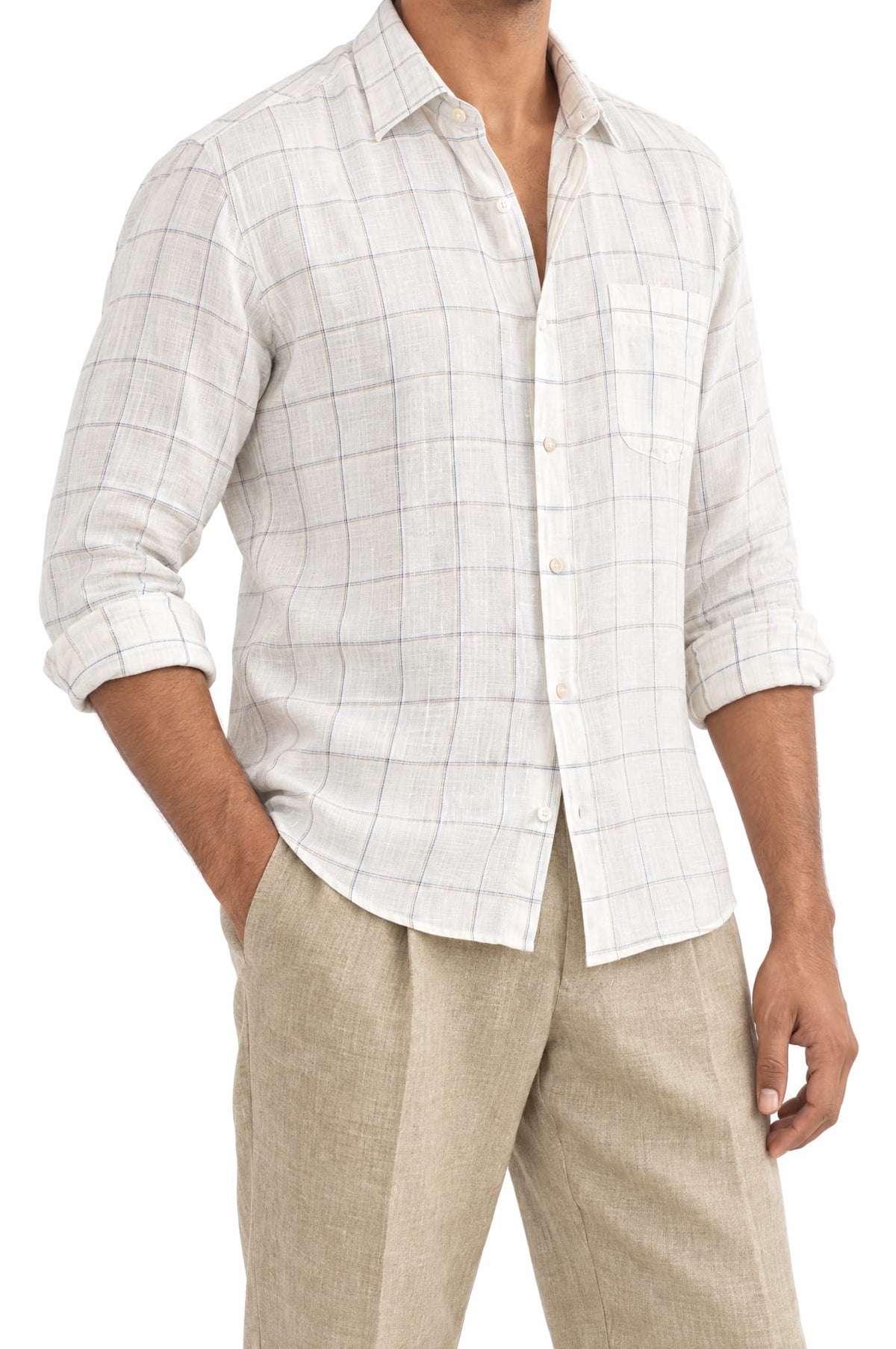Pure Linen Shirt & Trouser Combo Shirt Pant Combo Tan Lines Linen Unstitched Shirt & Pant Combo