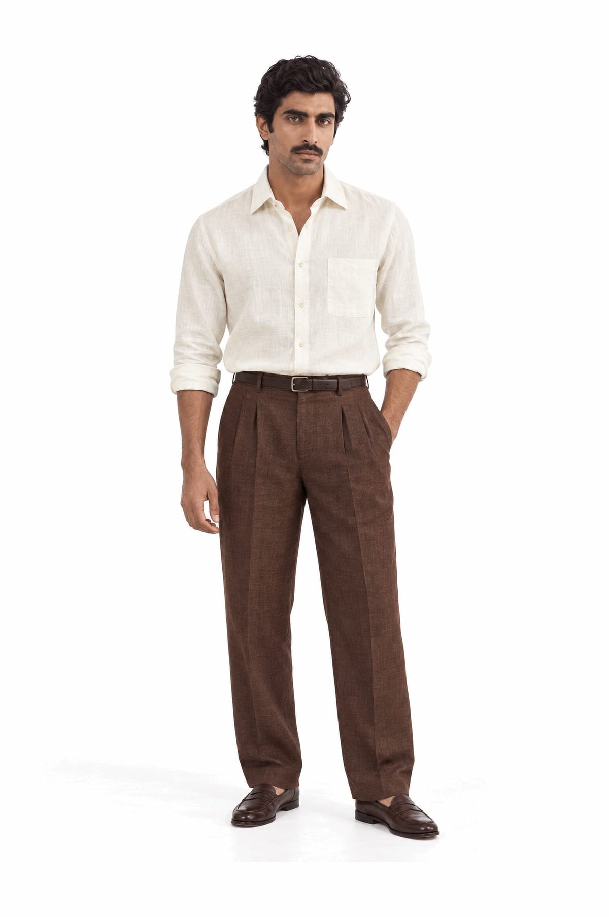 Pure Linen Shirt & Trouser Combo Shirt Pant Combo Tiramisu Linen Unstitched Shirt & Pant Combo