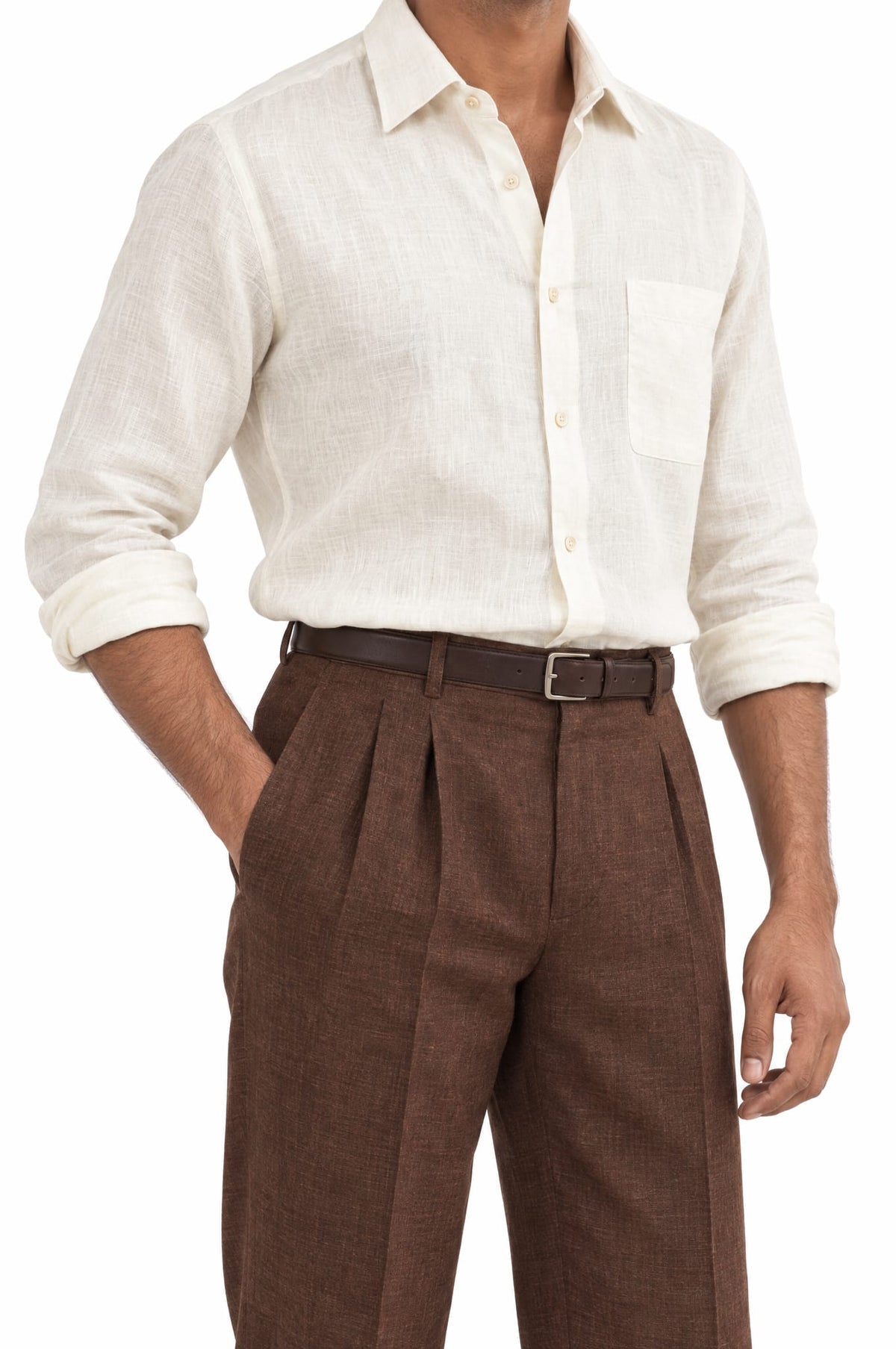 Pure Linen Shirt & Trouser Combo Shirt Pant Combo Tiramisu Linen Unstitched Shirt & Pant Combo