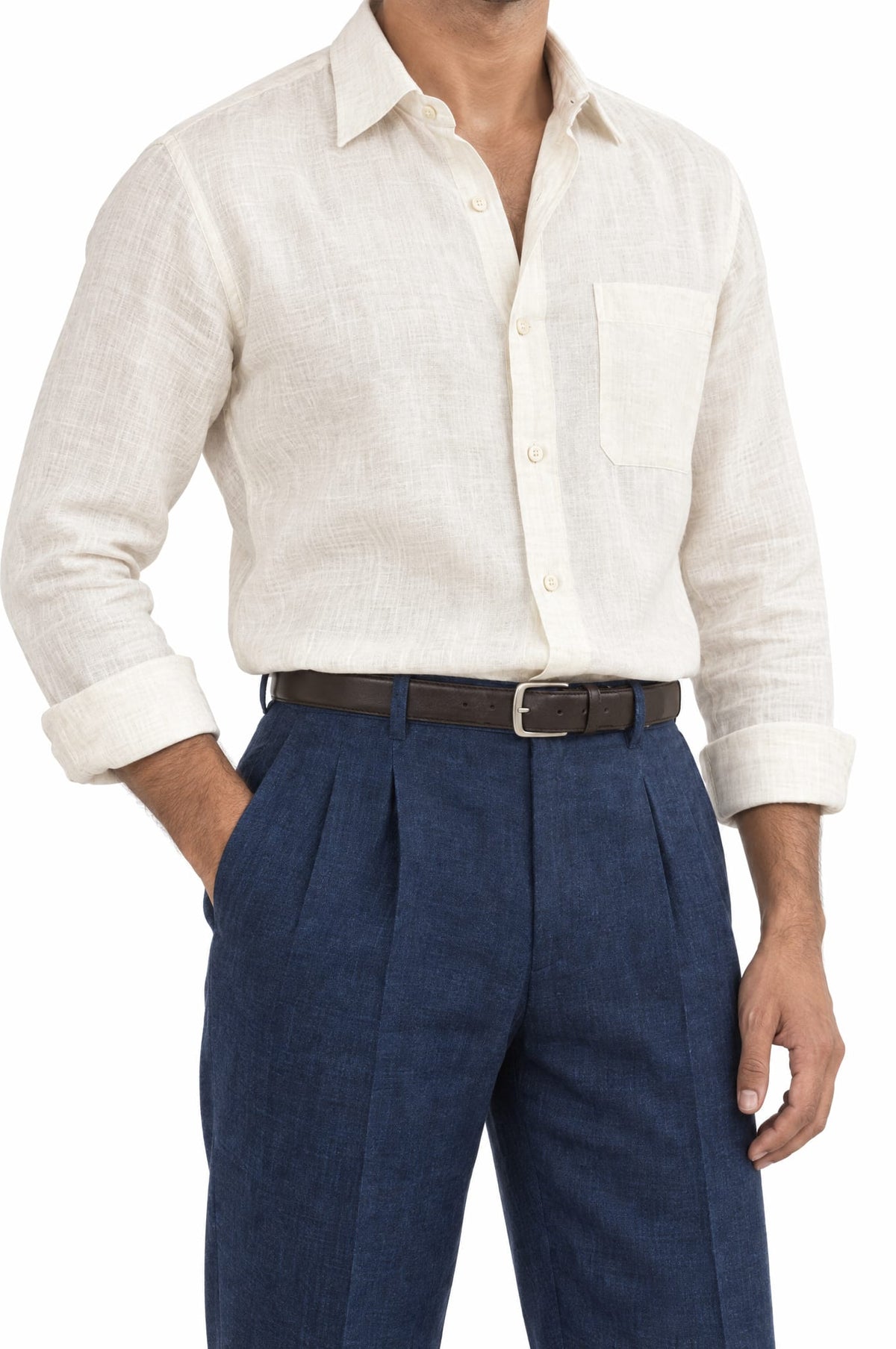 Pure Linen Shirt & Trouser Combo Shirt Pant Combo Yacht Club Linen Unstitched Shirt & Pant Combo