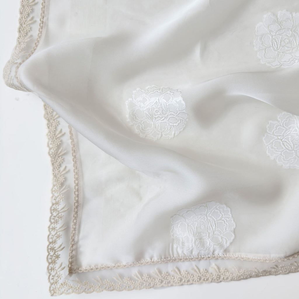 Safed Unstitched Suit Unstitched Suit Safed Blooming Rose Mul Chanderi Suit Set