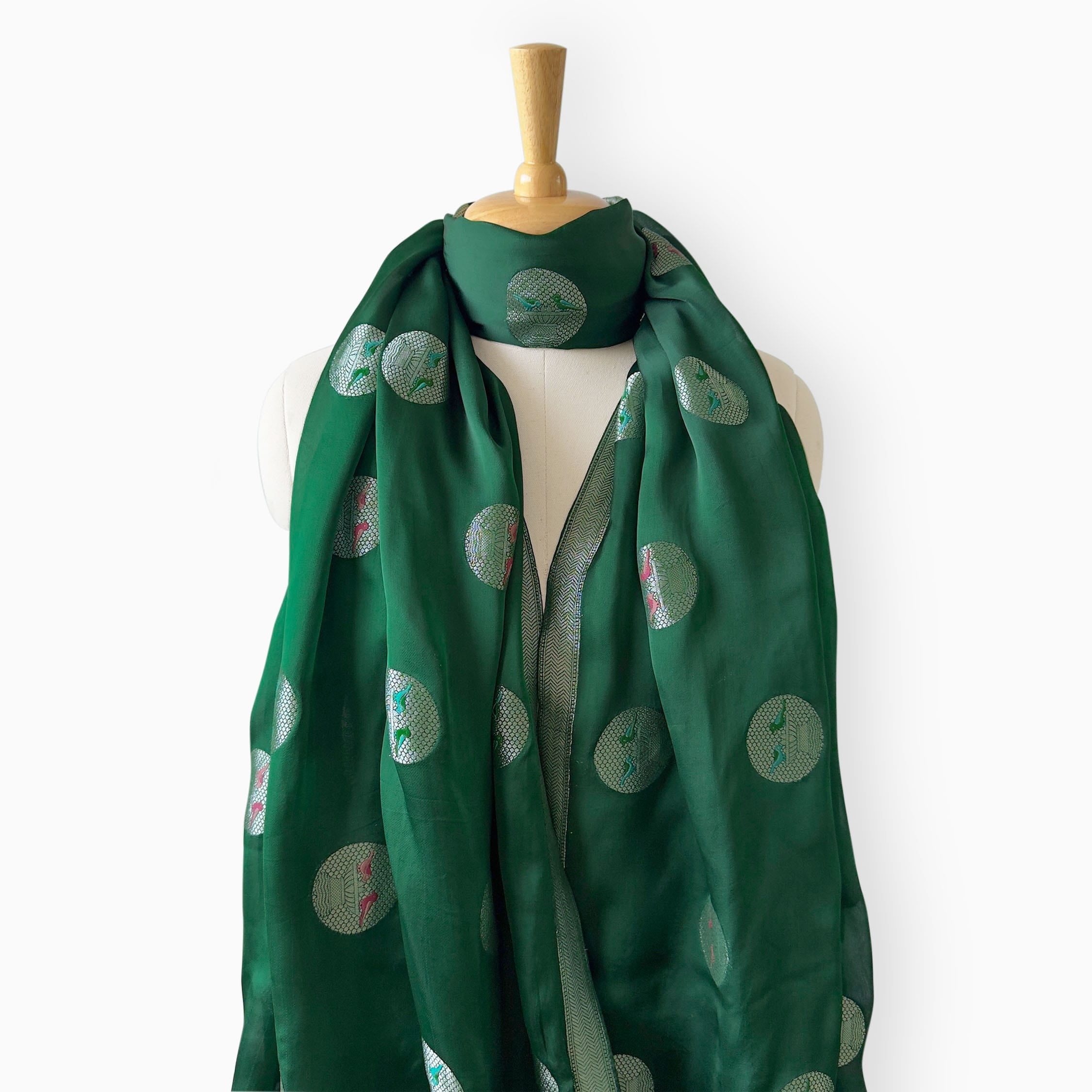 Scarves Dupatta Bottle Green Satin Stole