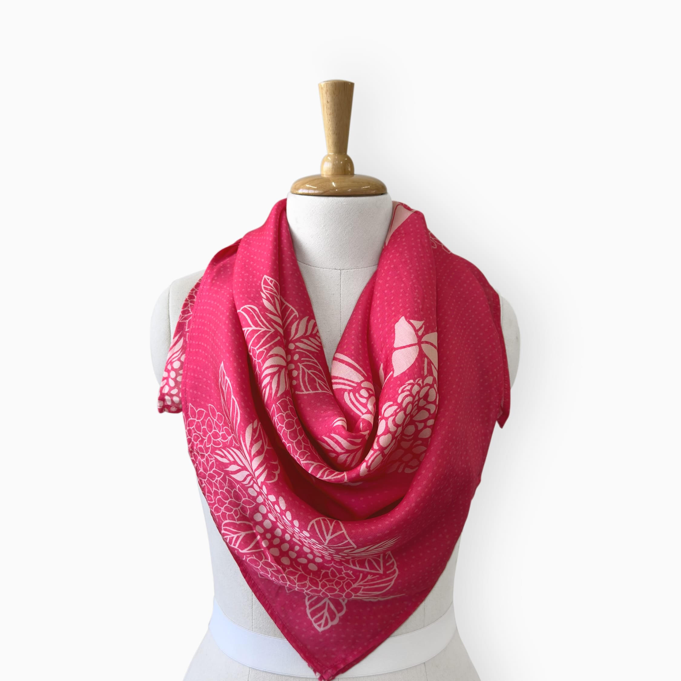 Scarves Dupatta Bright Pink Printed Pure Munga Satin Scarf