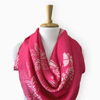 Scarves Dupatta Bright Pink Printed Pure Munga Satin Scarf
