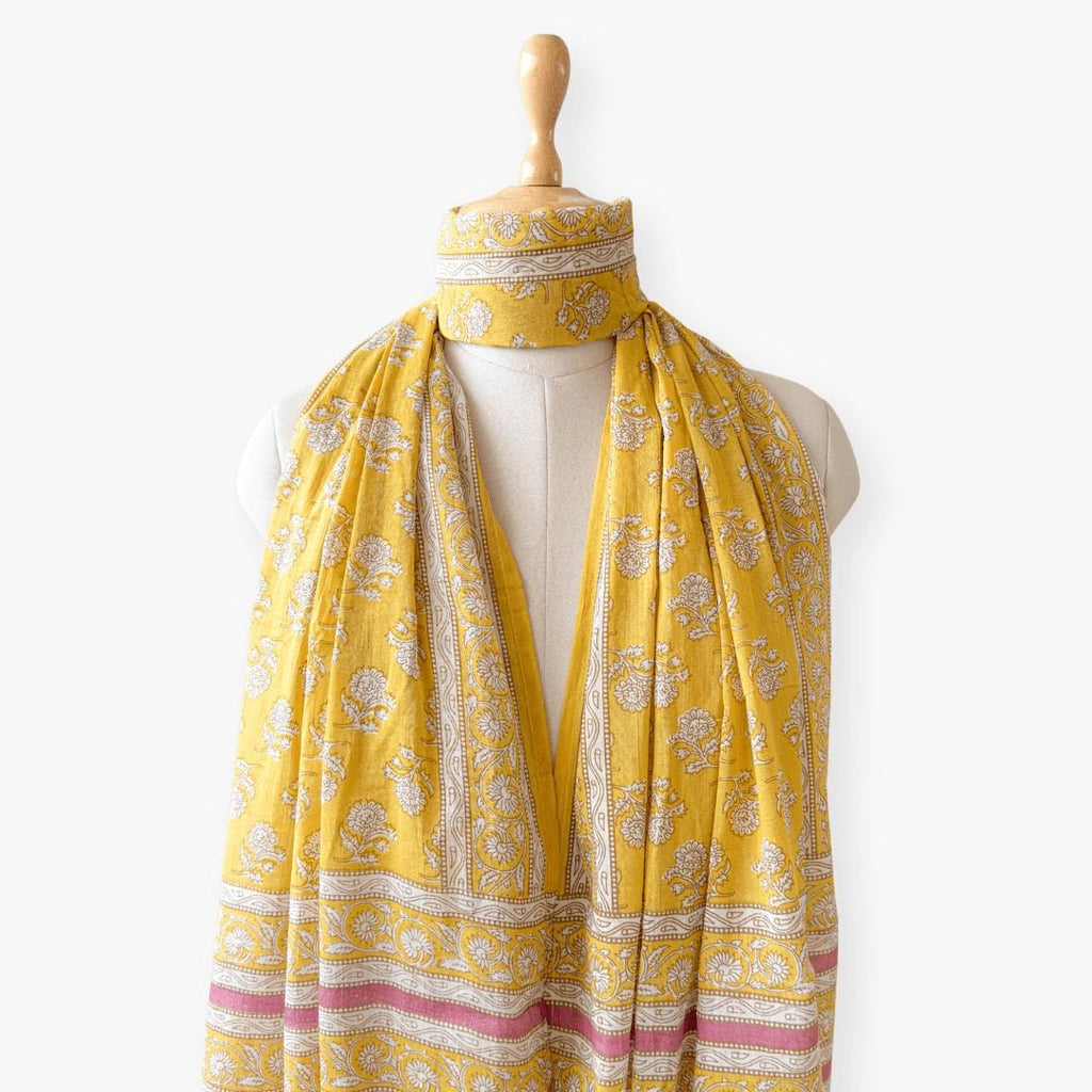 Scarves Dupatta Bright Yellow Cotton Dupatta