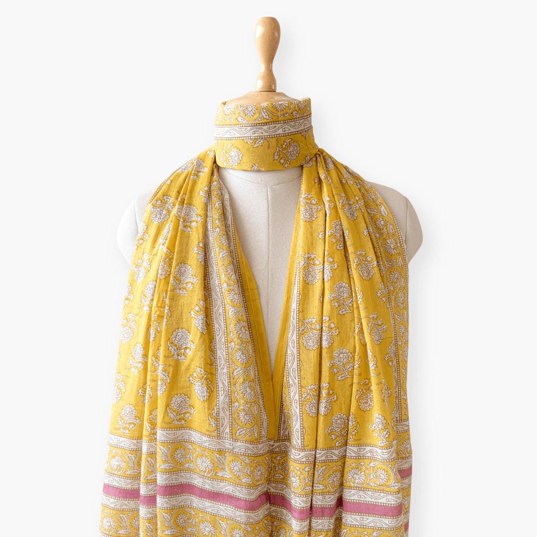Scarves Dupatta Bright Yellow Cotton Dupatta