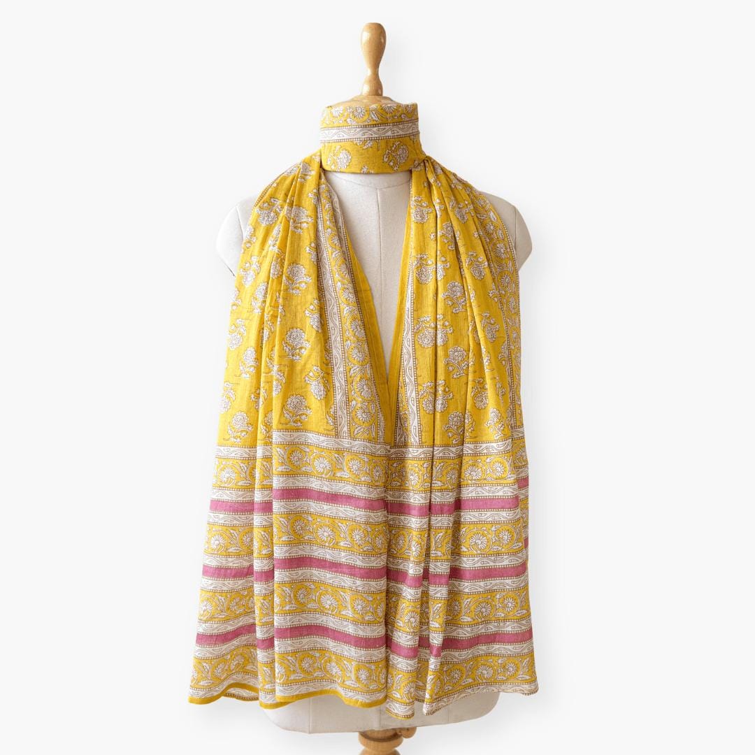 Scarves Dupatta Bright Yellow Cotton Dupatta