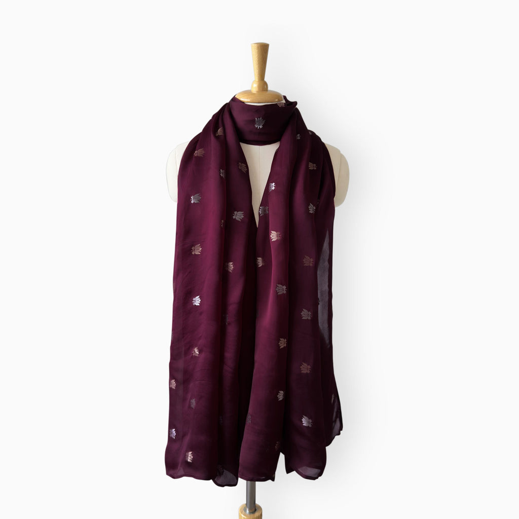 Scarves Dupatta Dark Wine Satin Stole