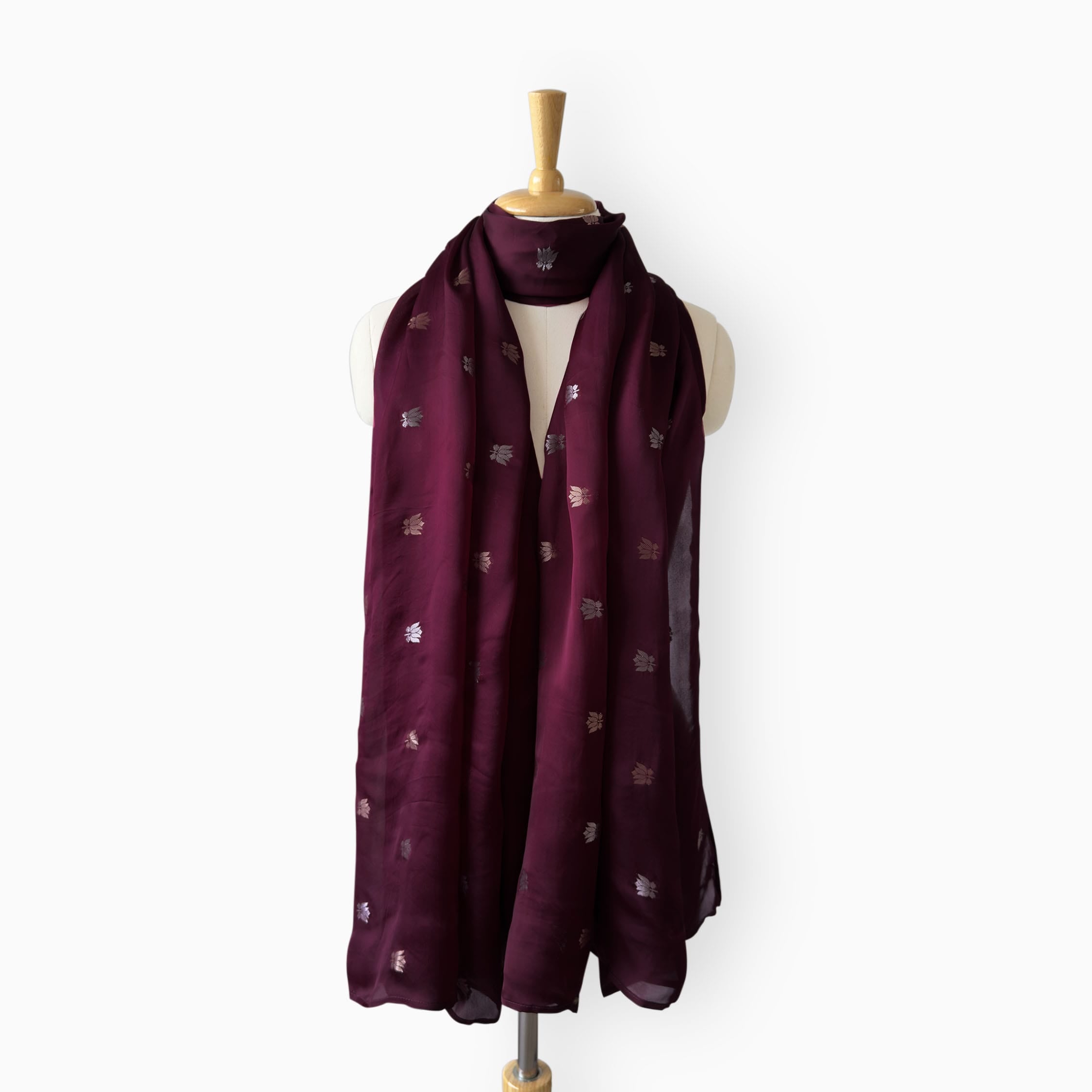 Scarves Dupatta Dark Wine Satin Stole