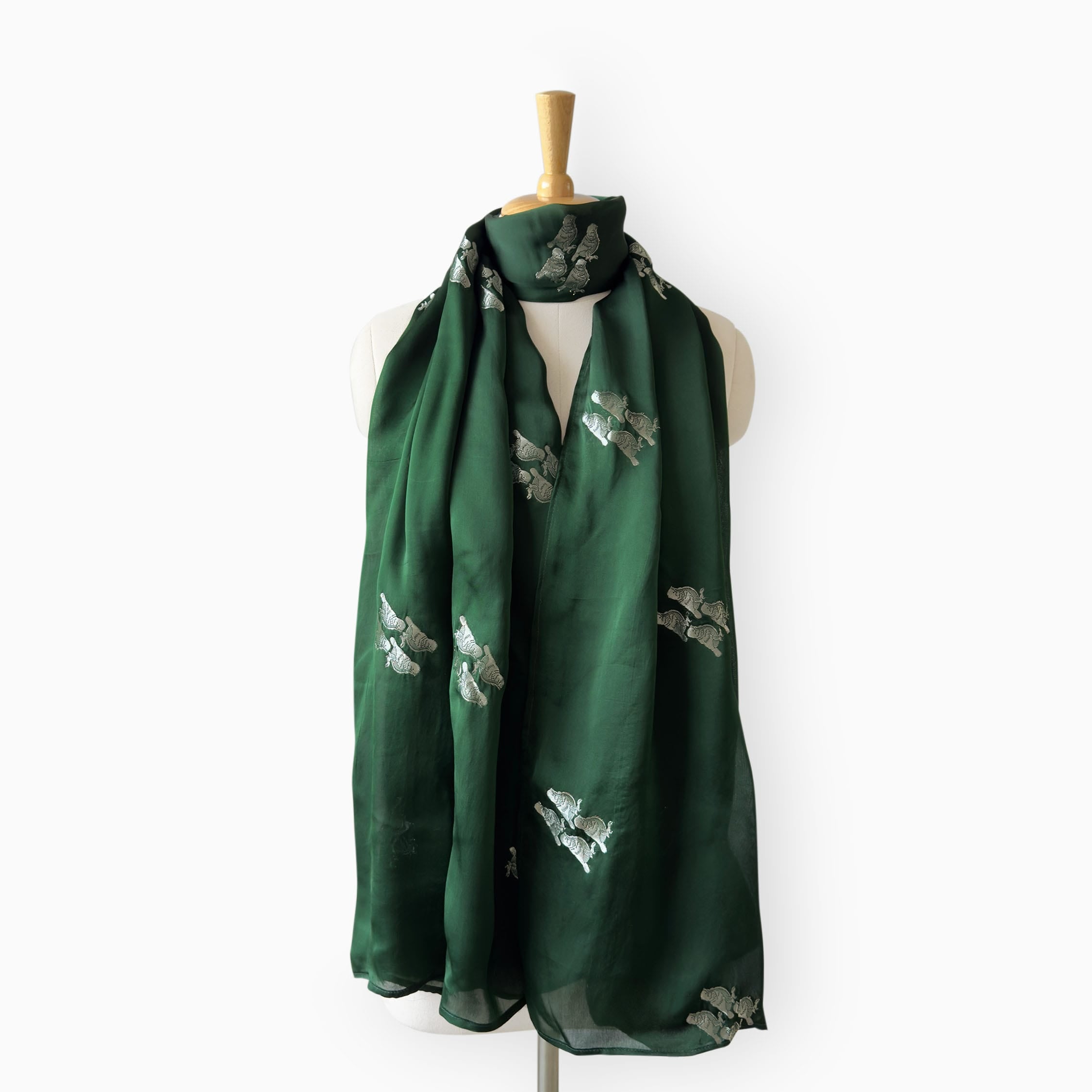 Scarves Dupatta Deep Green Satin Stole