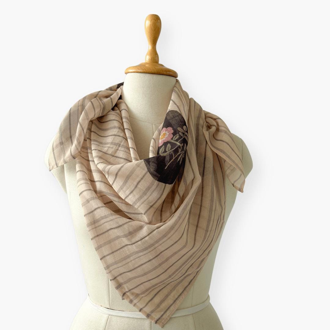 Scarves Dupatta Dusty Pink & Black Chanderi Scarf