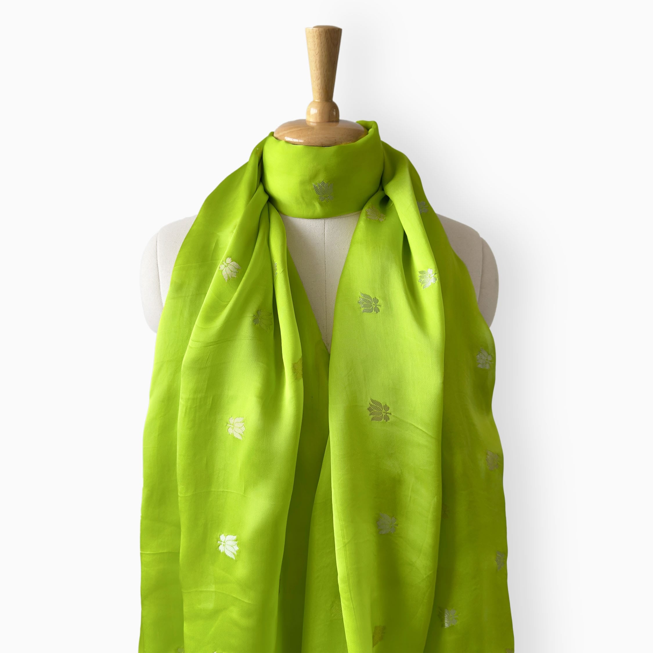 Scarves Dupatta Lime Green Satin Stole