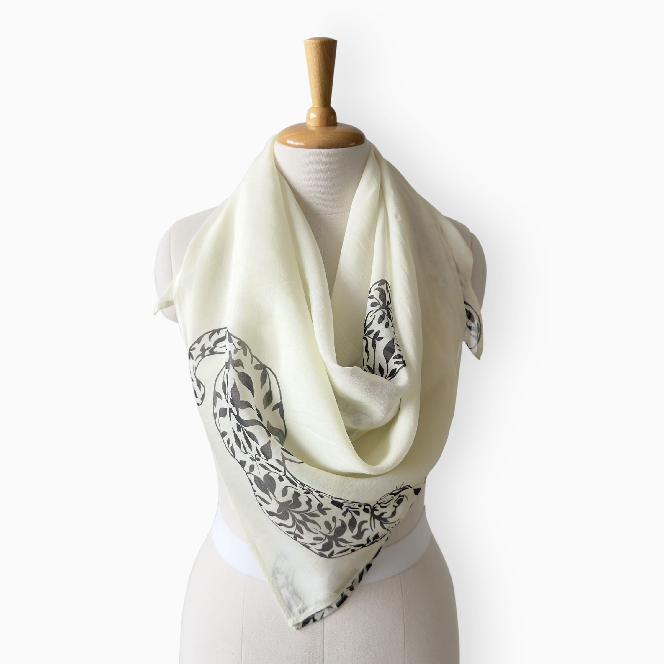 Scarves Dupatta Off-White & Black Mul Chanderi Scarf