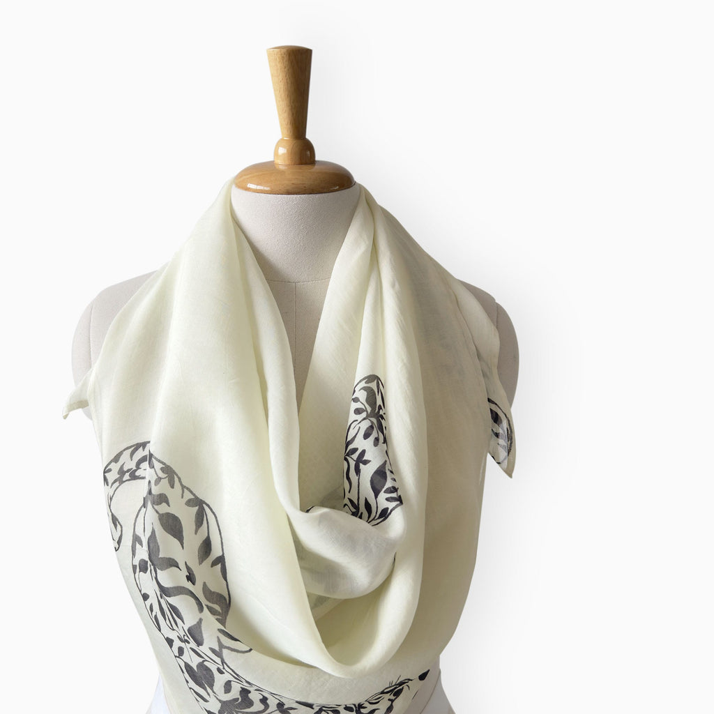 Scarves Dupatta Off-White & Black Mul Chanderi Scarf