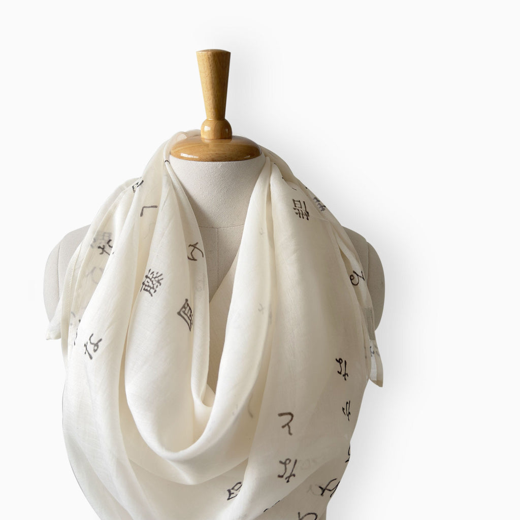 Scarves Dupatta Off-White & Black Mul Chanderi Scarf