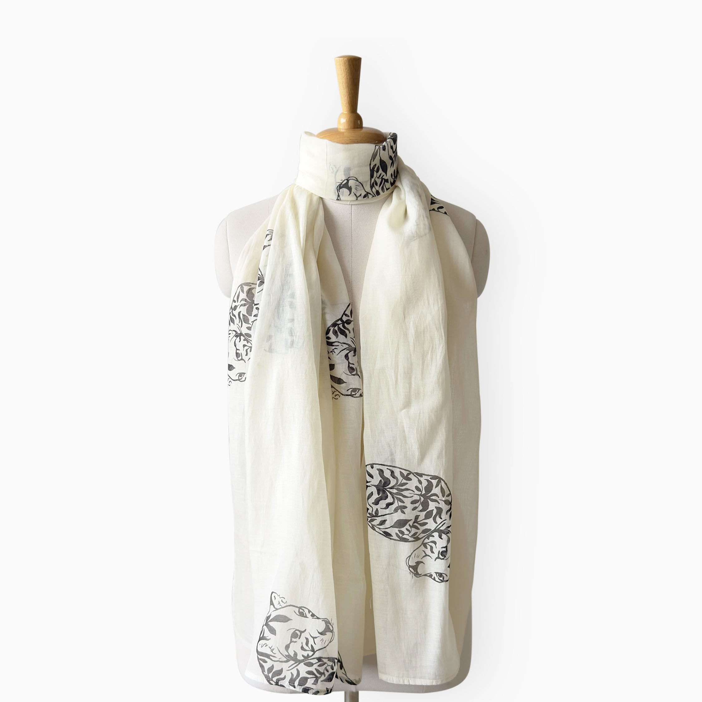 Scarves Dupatta Off-White & Black Mul Chanderi Stole