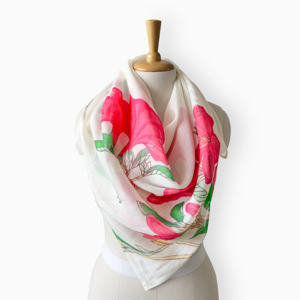 Scarves Dupatta Off-White & Green Mul Chanderi Scarf