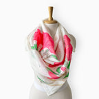 Scarves Dupatta Off-White & Green Mul Chanderi Scarf