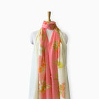 Scarves Dupatta Off-White & Pink Wildflowers Printed Pure Mul Chanderi Stole
