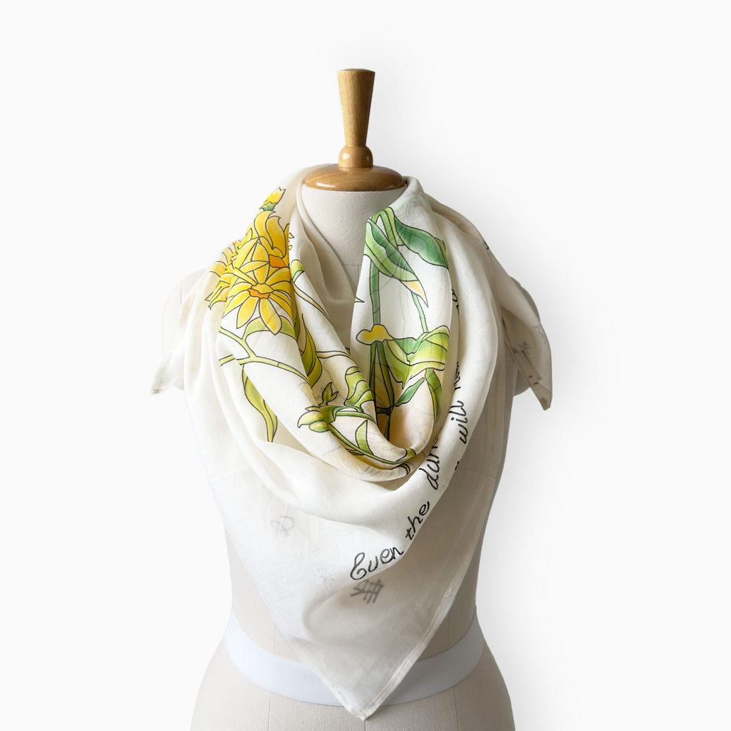 Scarves Dupatta Off-White & Yellow Mul Chanderi Scarf
