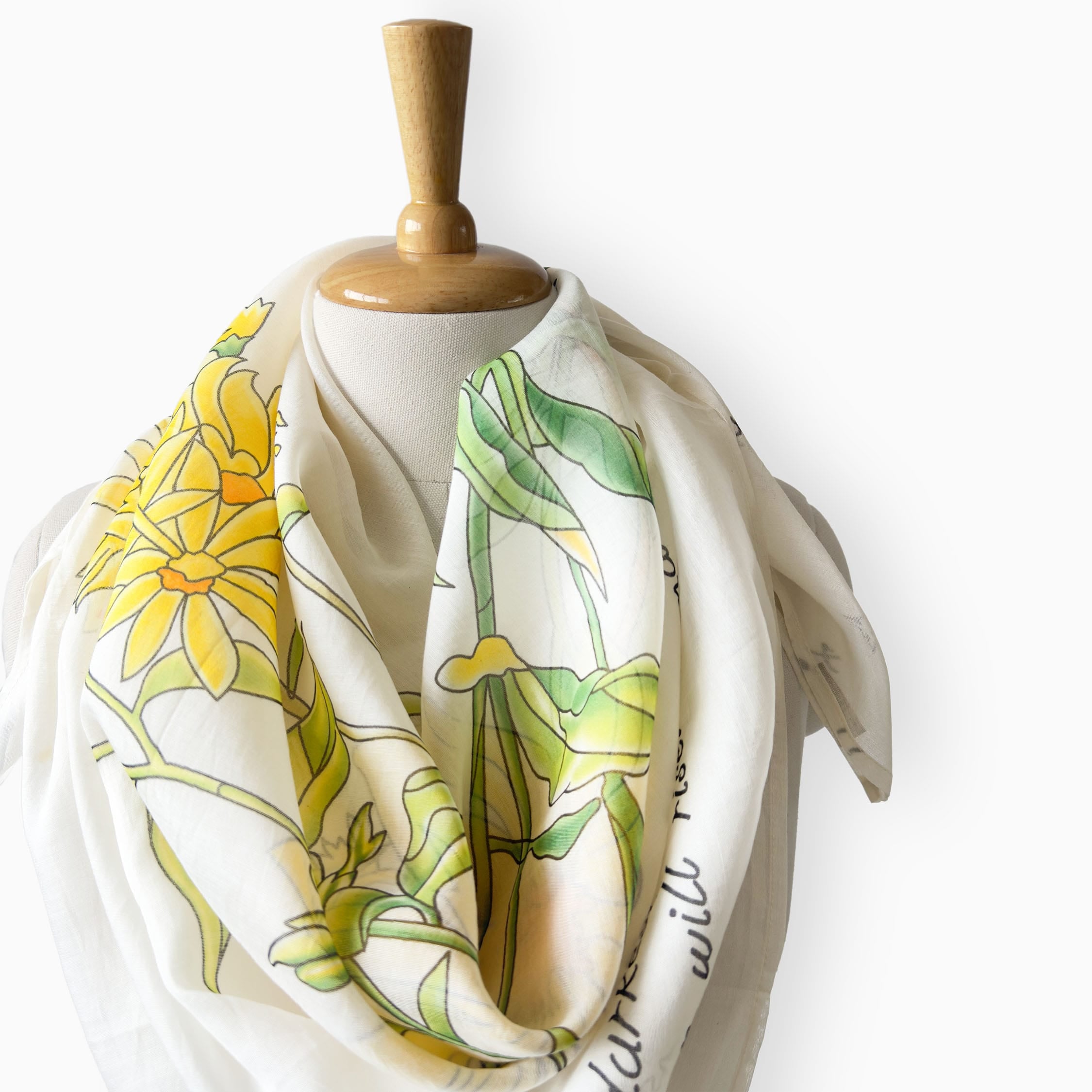 Scarves Dupatta Off-White & Yellow Mul Chanderi Scarf