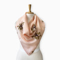 Scarves Dupatta Pastel Peach & Olive Floral Printed Pure Mul Chanderi Scarf